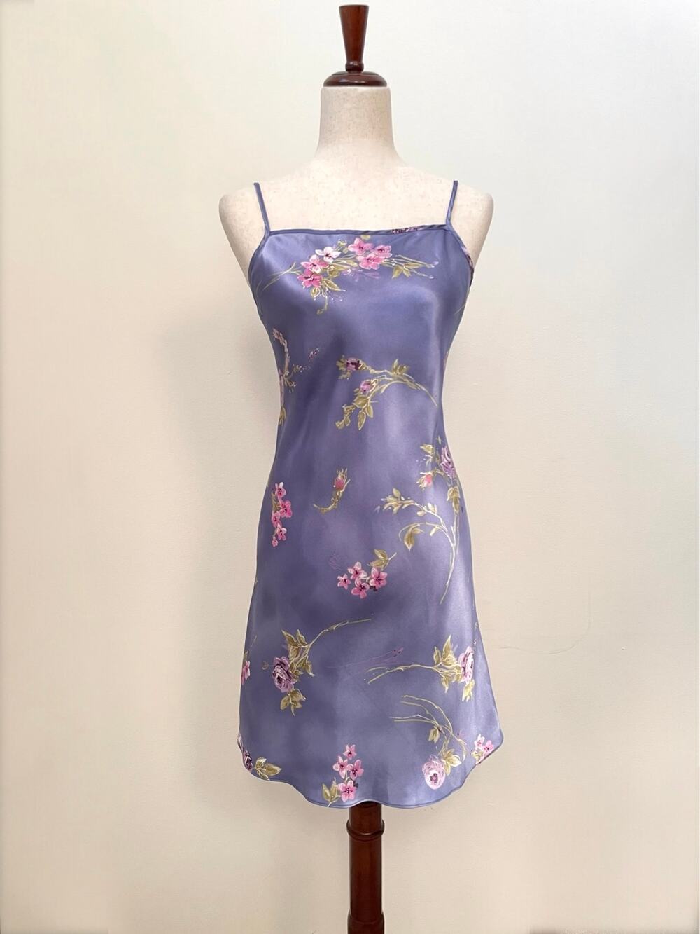 Vintage Y2K Gilligan & O'Malley Satin Slip Dress Womens M Purple Floral Chemise
